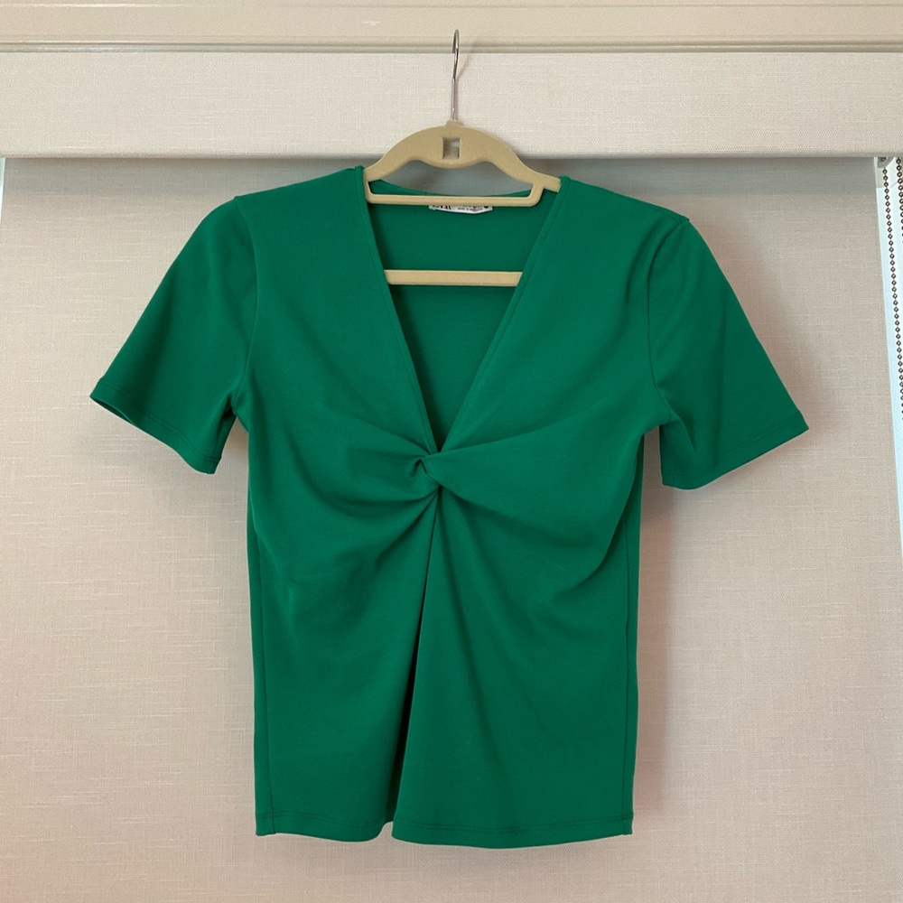 Zara Green Tie Tee- Medium